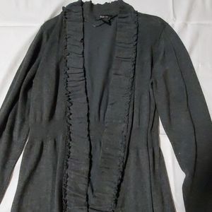 Heather Grey Long Ruffled Cardigan